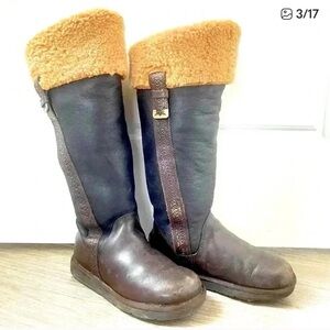 UGG Australia  Shearling Brown Leather Winter Boots Size 5